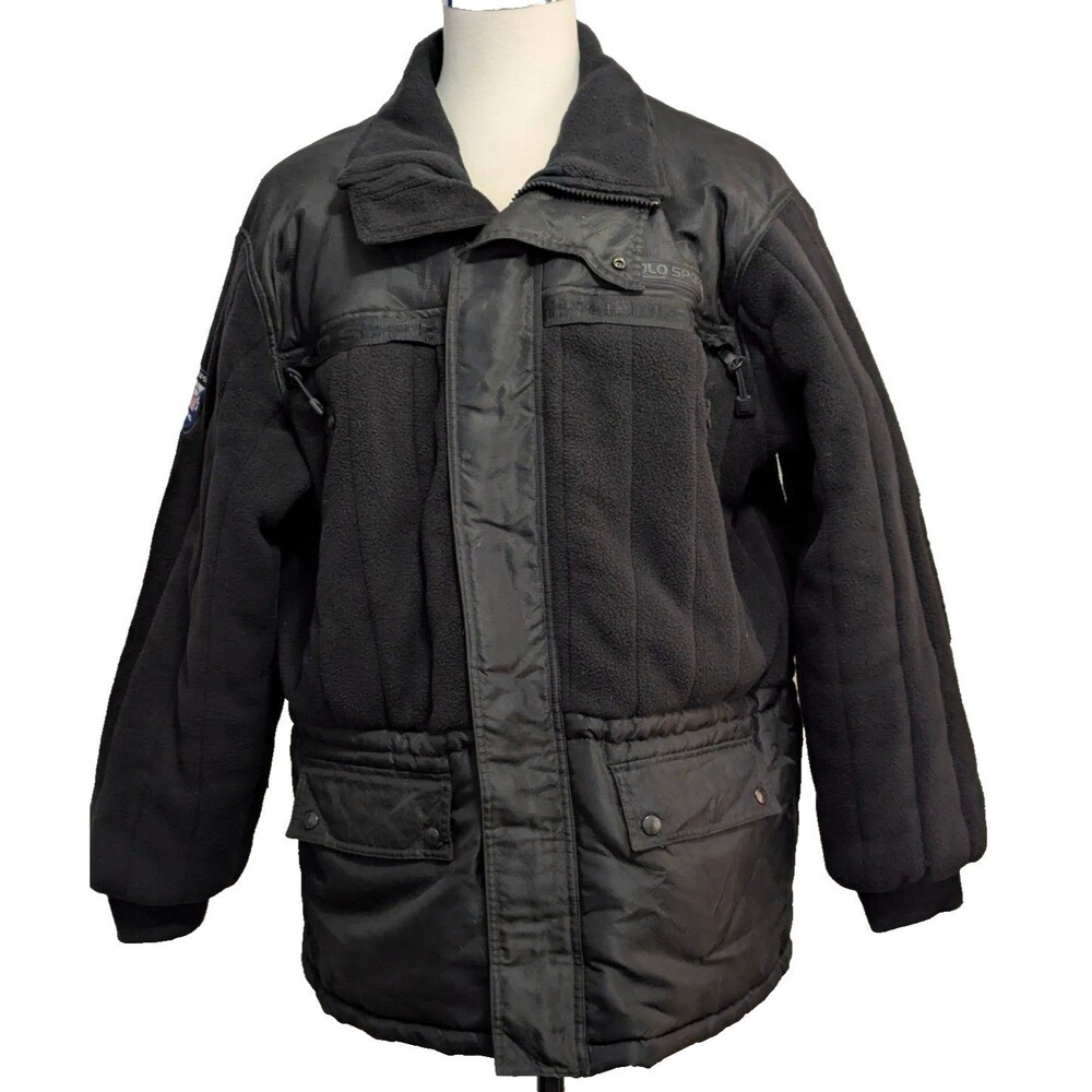 Vintage 90s Polo Sport Ralph Lauren Heavy Jacket Mens XL Black Fleece Parka Coat
